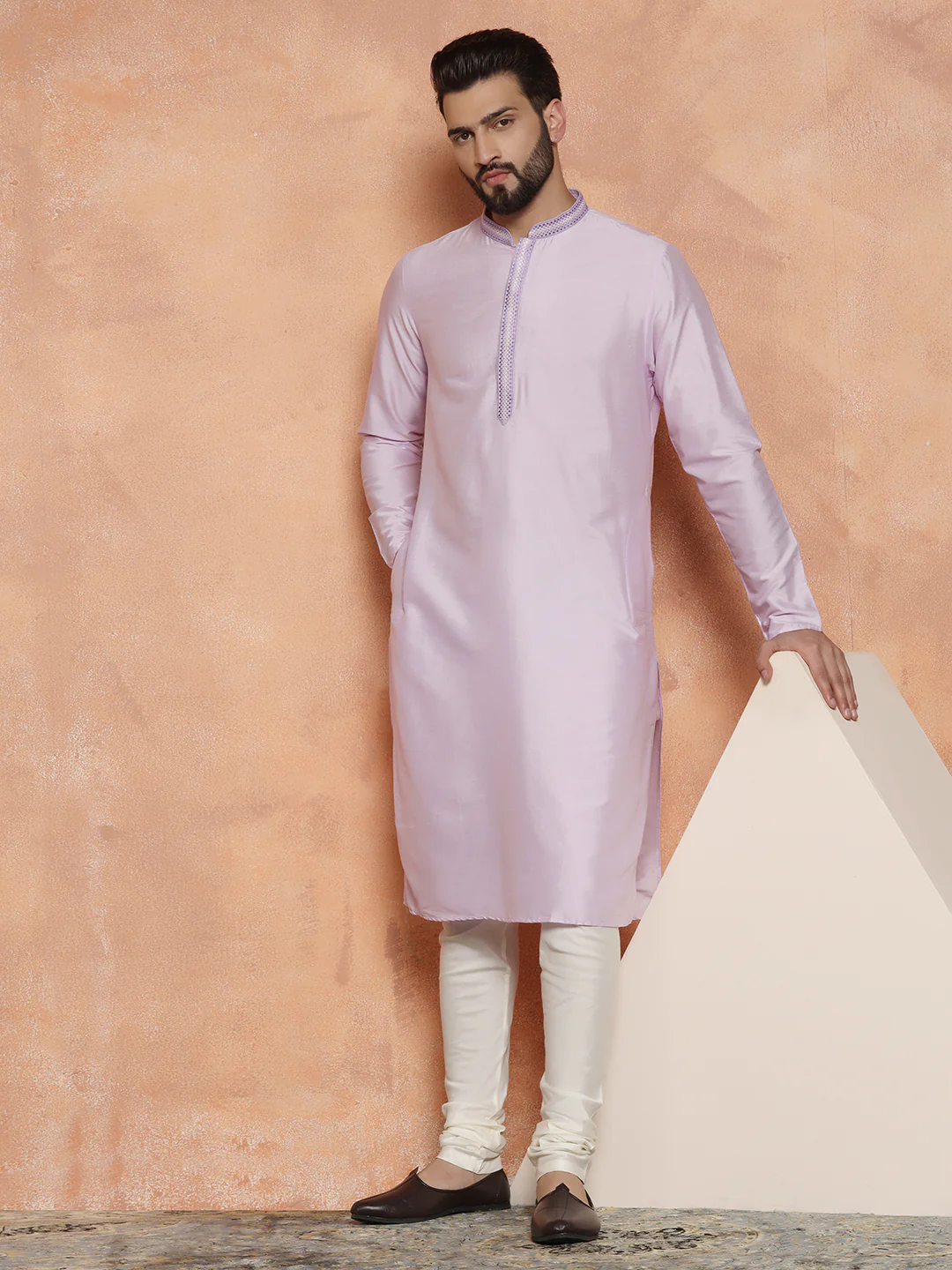 Men Lavender Kurta Set - Image 8