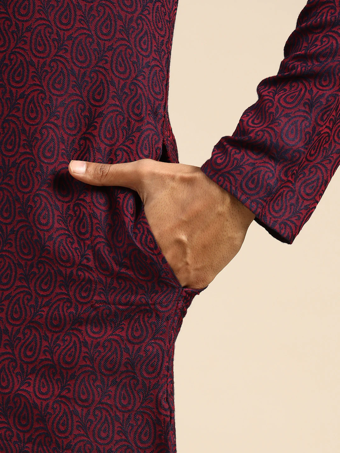 Men Purple Ethnic Motifs Kurta Dhoti Pant Set - Image 4