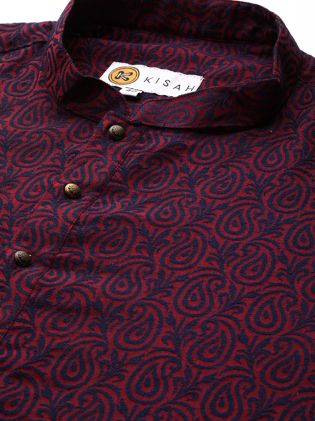 Maroon Cotton Silk Printed Kurta with Trouser - Image 4