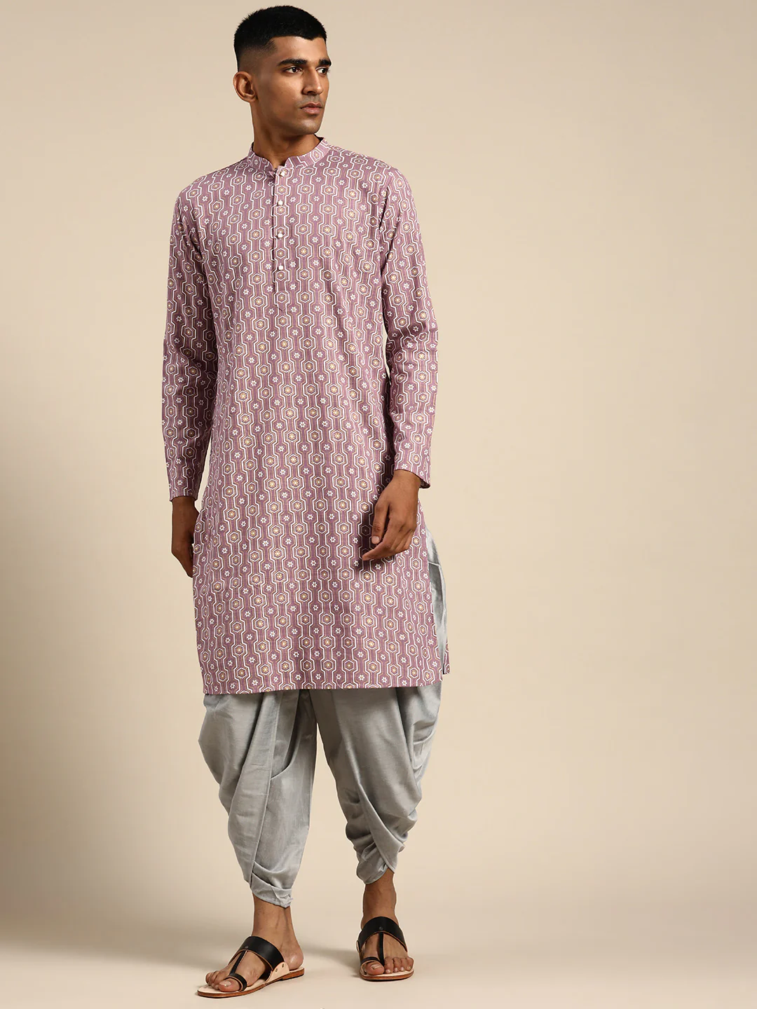 Men Purple Kurta Set - Image 2
