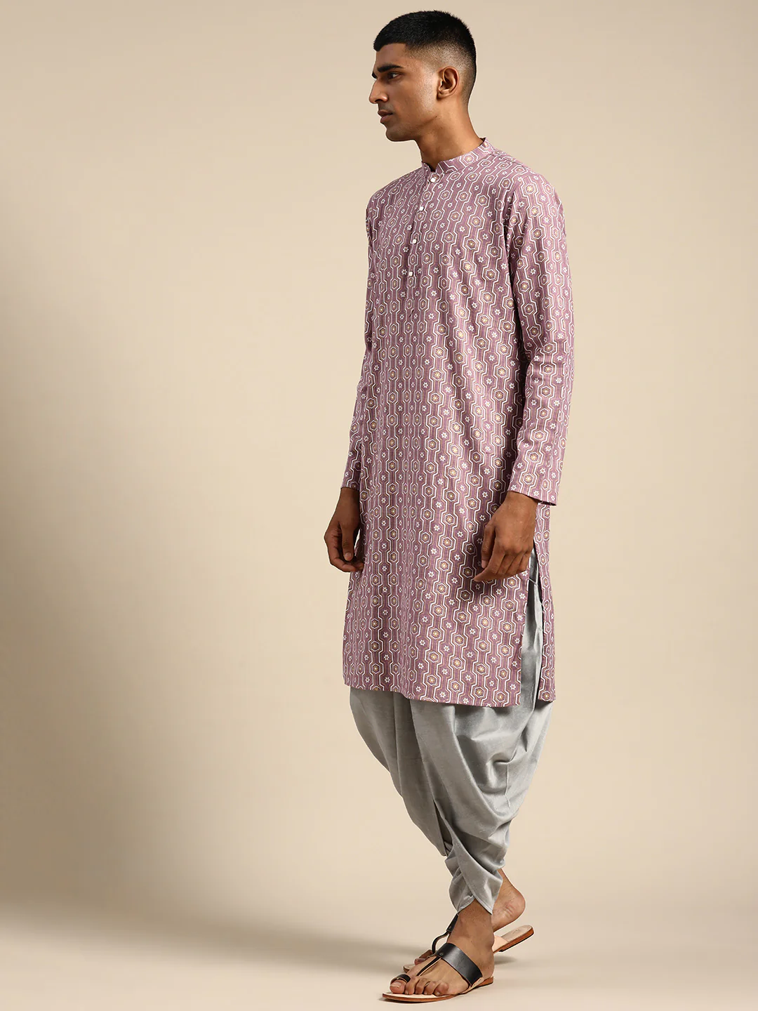 Men Purple Kurta Set - Image 3