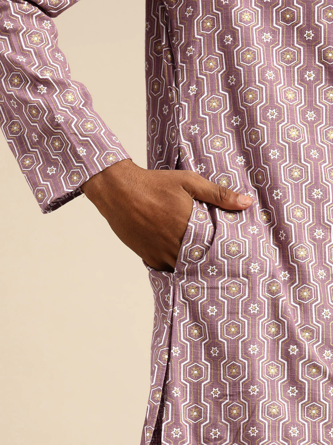 Men Purple Kurta Set - Image 5