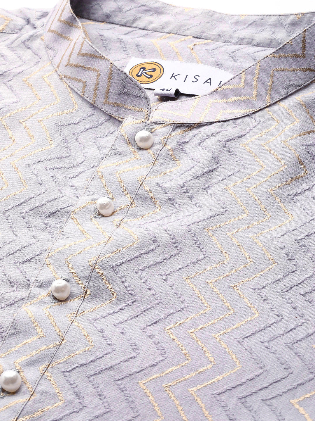 Men Grey Kurta Set - Image 5