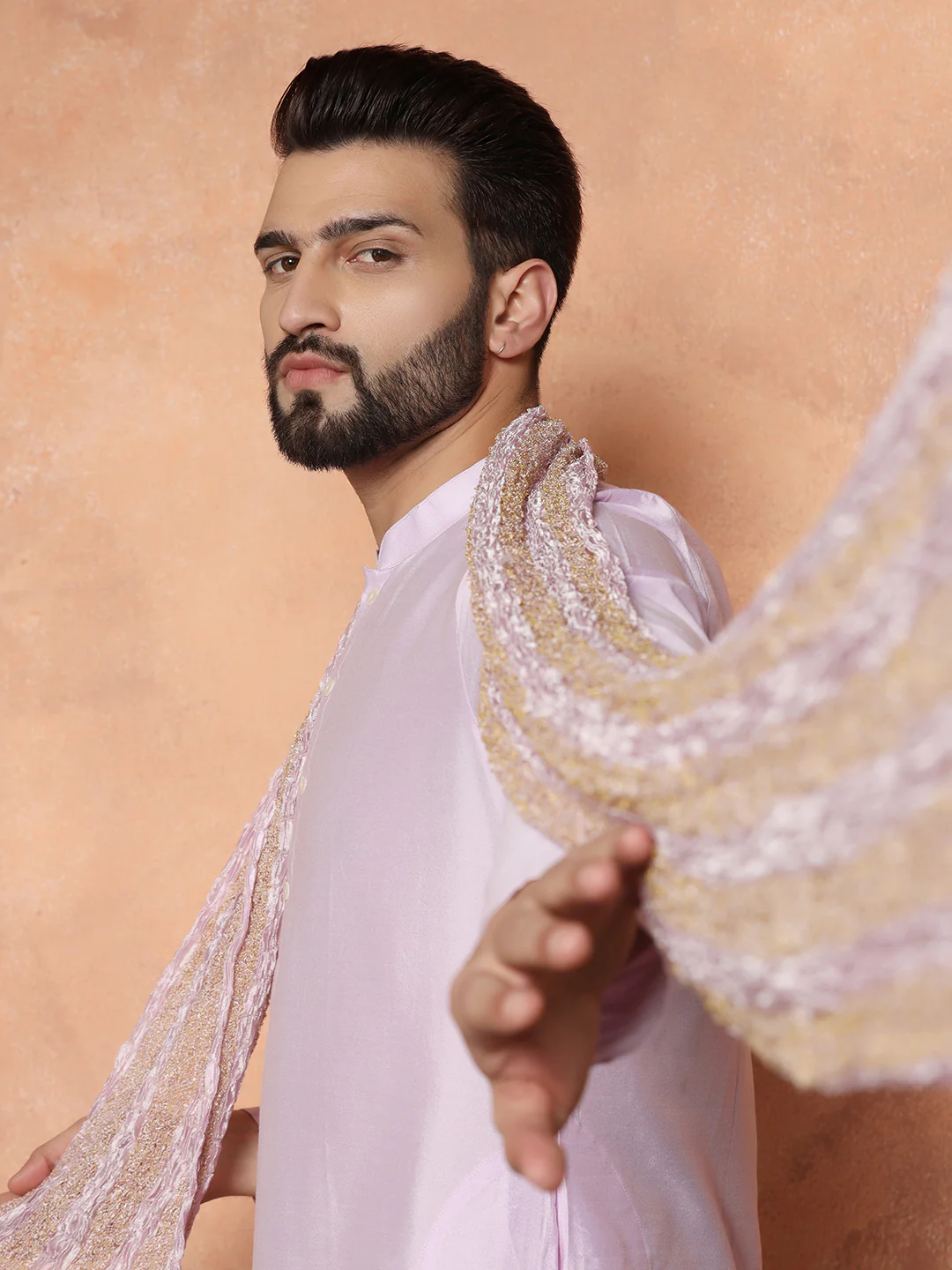 Light Pink Kurta Churidar with Dupatta - Image 3