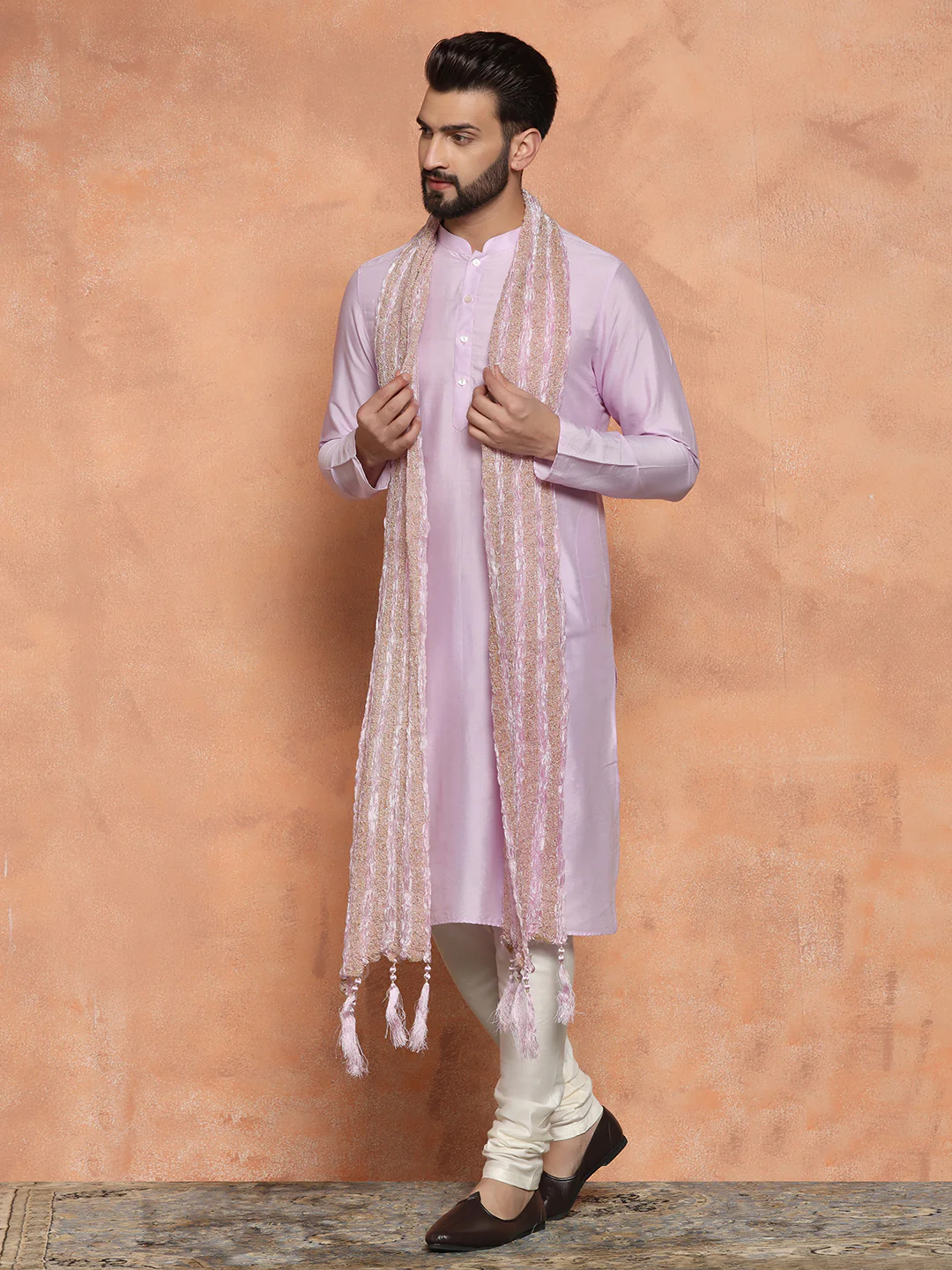 Light Pink Kurta Churidar with Dupatta - Image 5