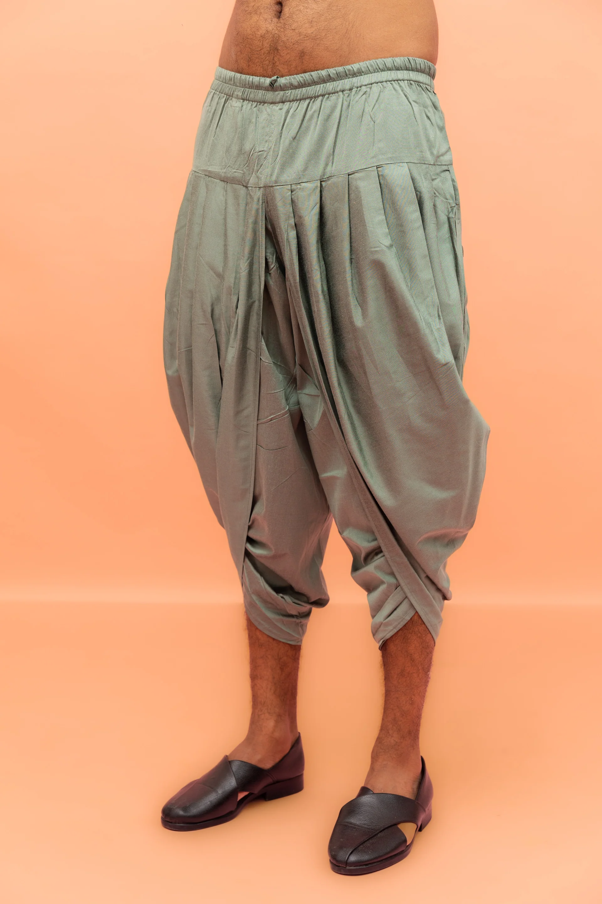 Sage Green Mirror Work Kurta with Dhoti - Image 6
