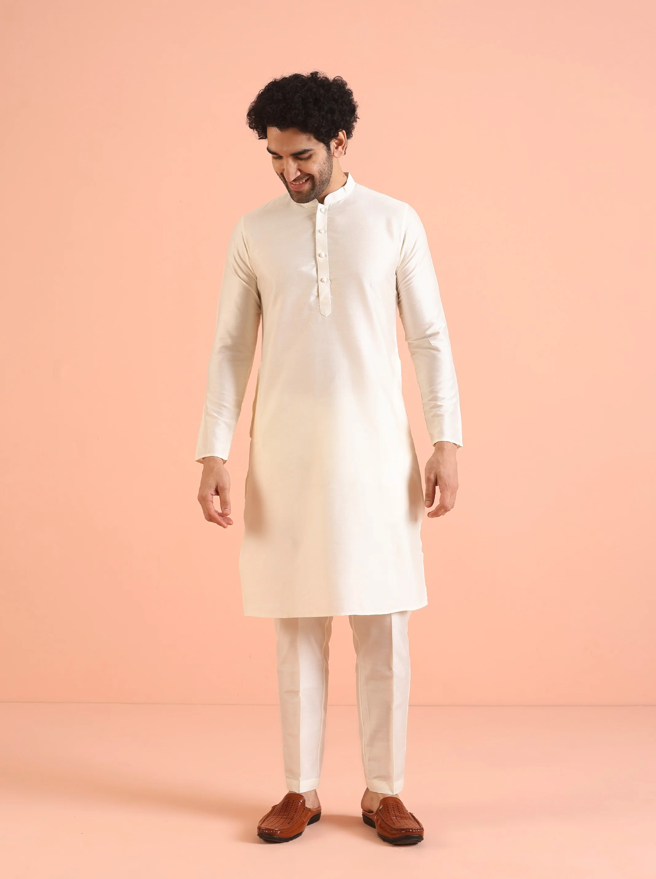 Cream Embroidered Nehru Jacket Kurta Set - Image 7