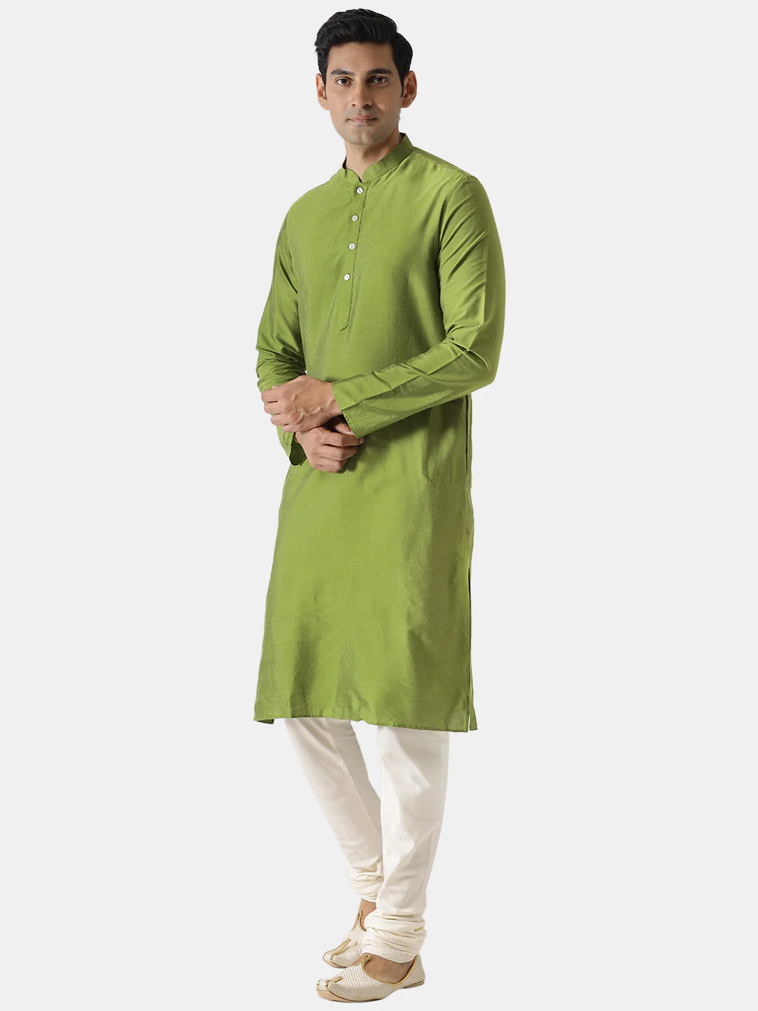 Green Plain Kurta-Festive Wear - Image 3