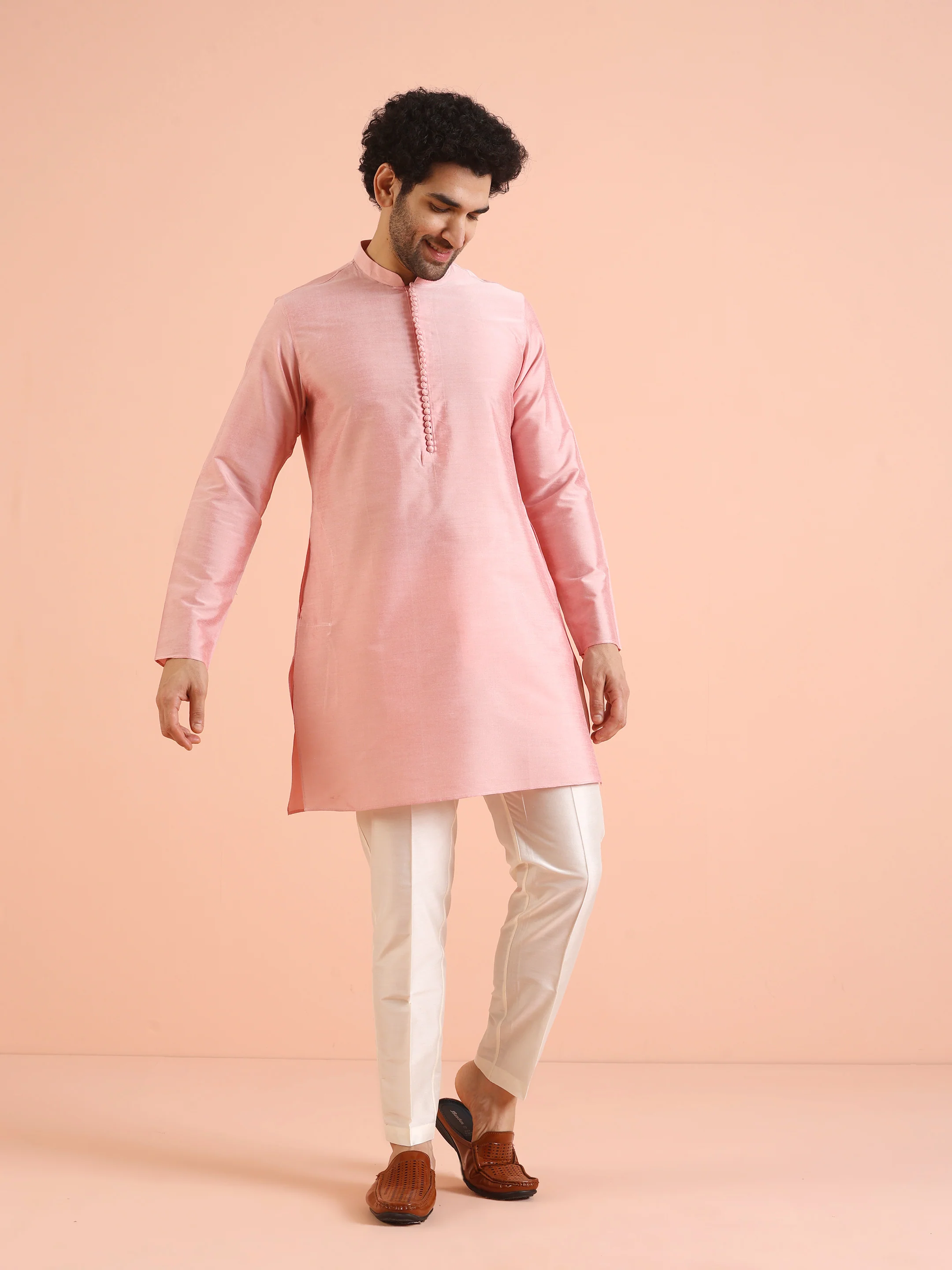 Multi Jacquard Silk Blend Nehru Jacket Kurta Trouser Set - Image 7