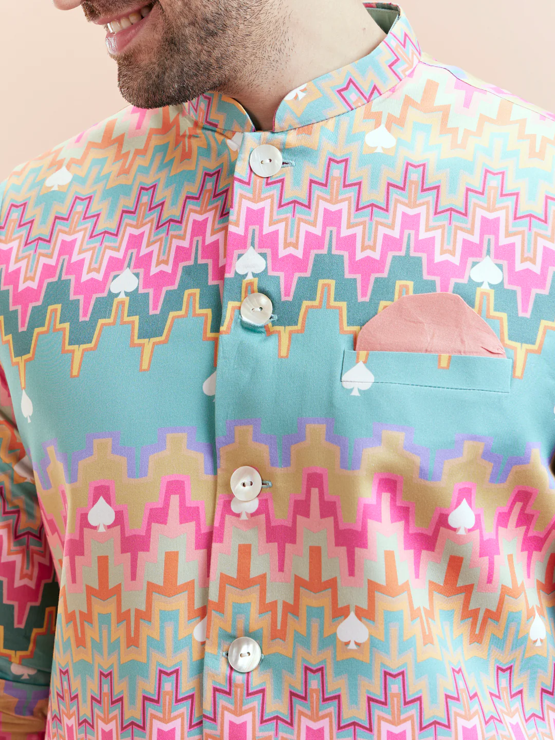 Multicolor Jacket Kurta Trouser Set - Image 6