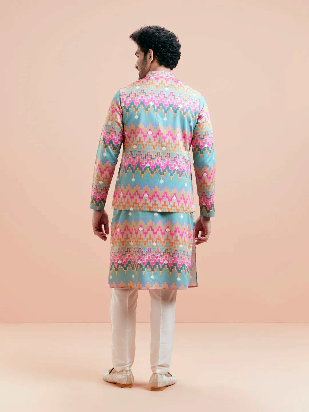 Multicolor Jacket Kurta Trouser Set - Image 7