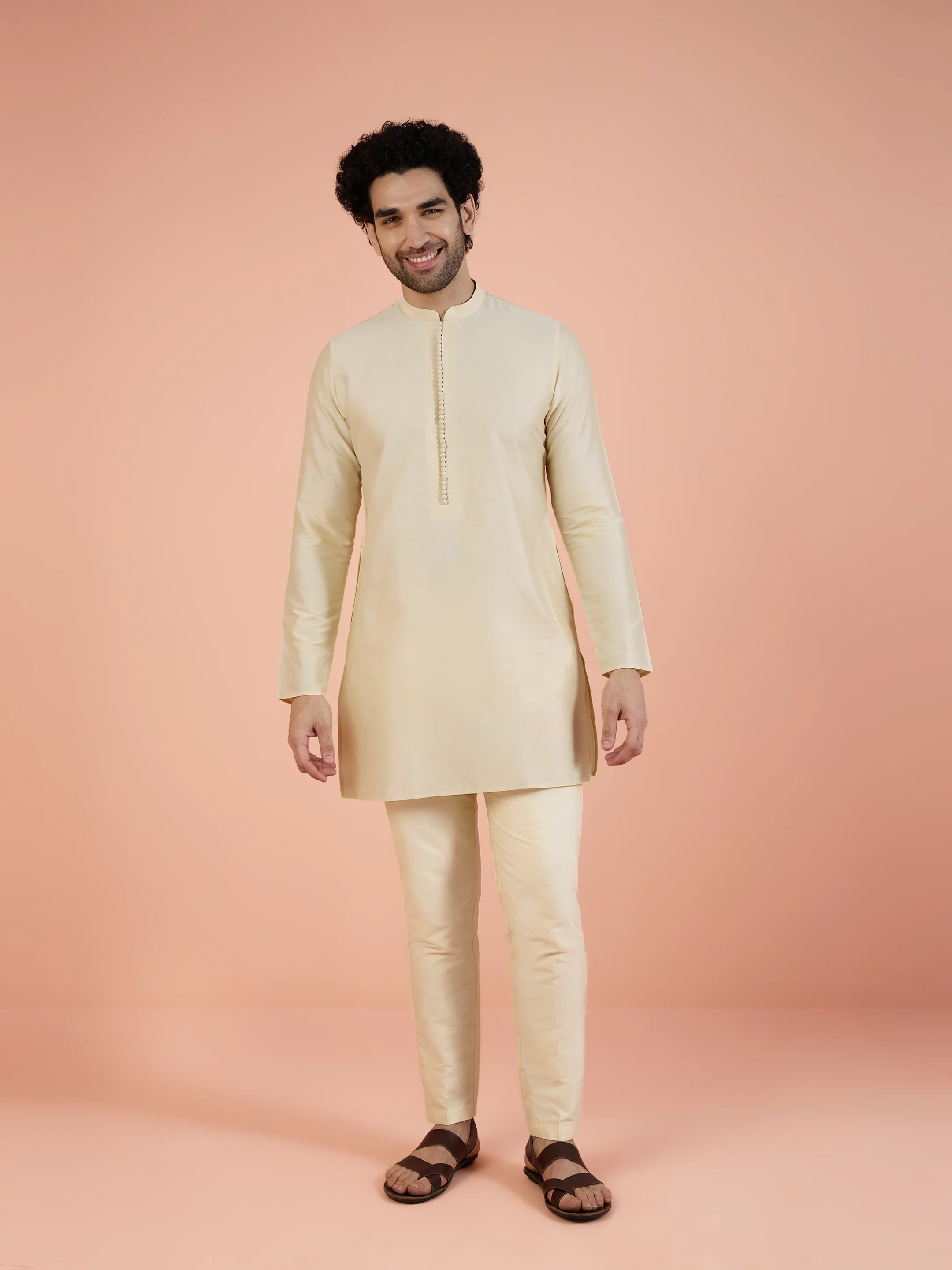 Yellow Ombre Sequinned Nehru Jacket Set - Image 9