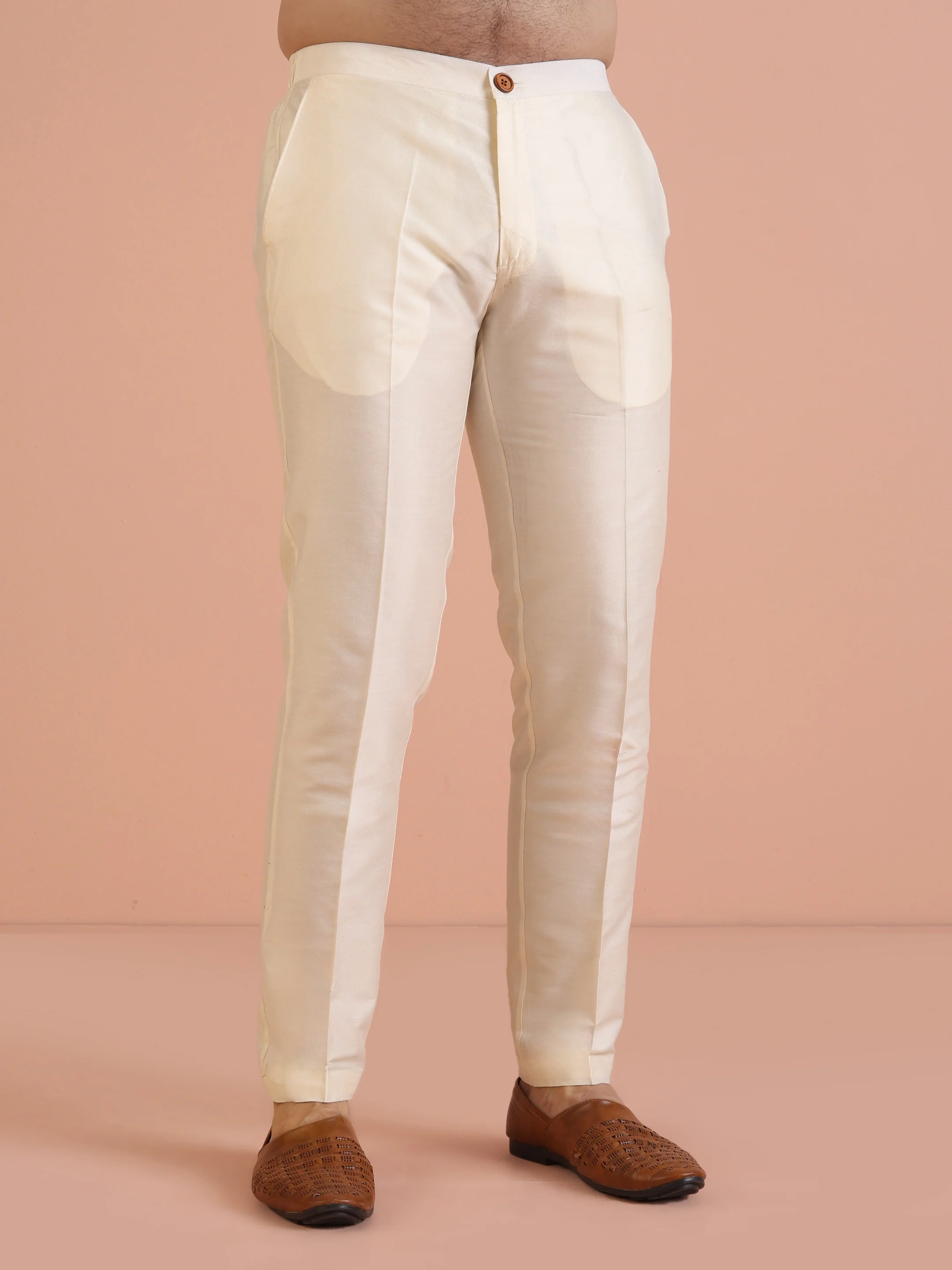 Men Off White Geometric Kurta Indo-western Trouser Set - Image 6