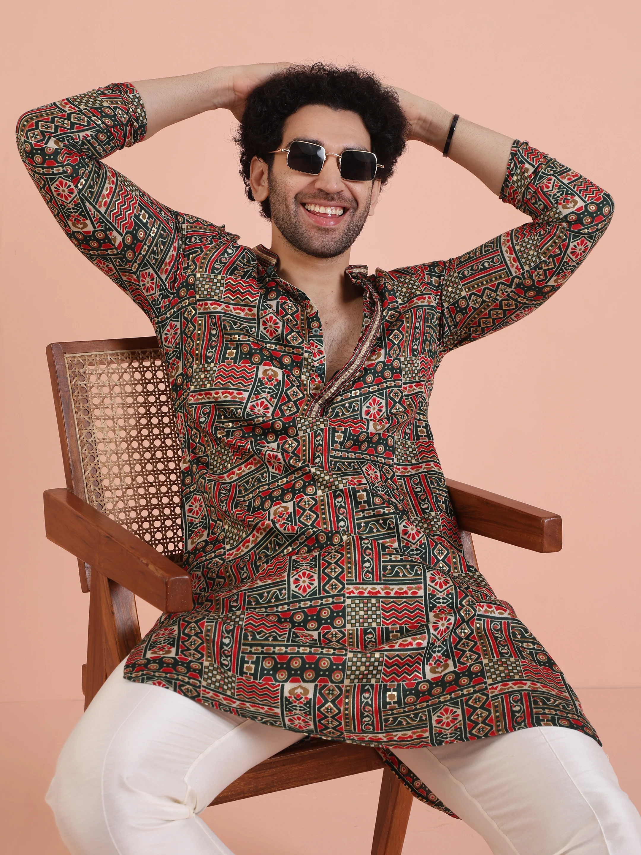 Multicolor Printed Silk Blend Kurta - Image 6