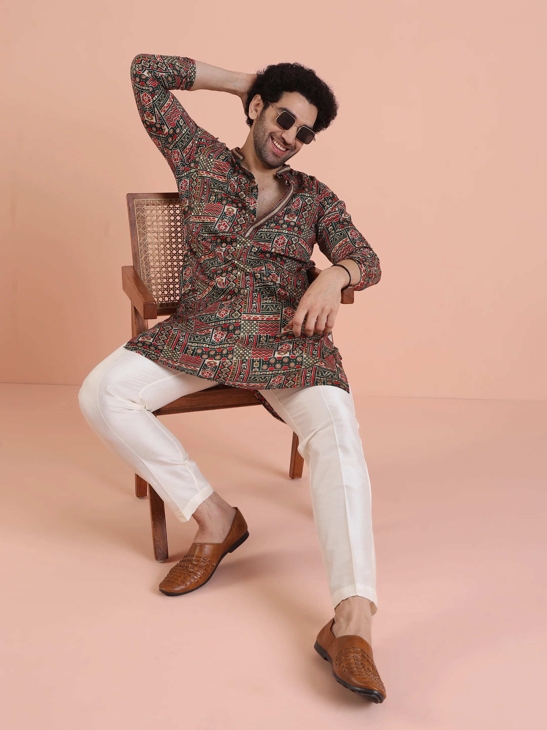 Multicolor Printed Silk Blend Kurta - Image 8