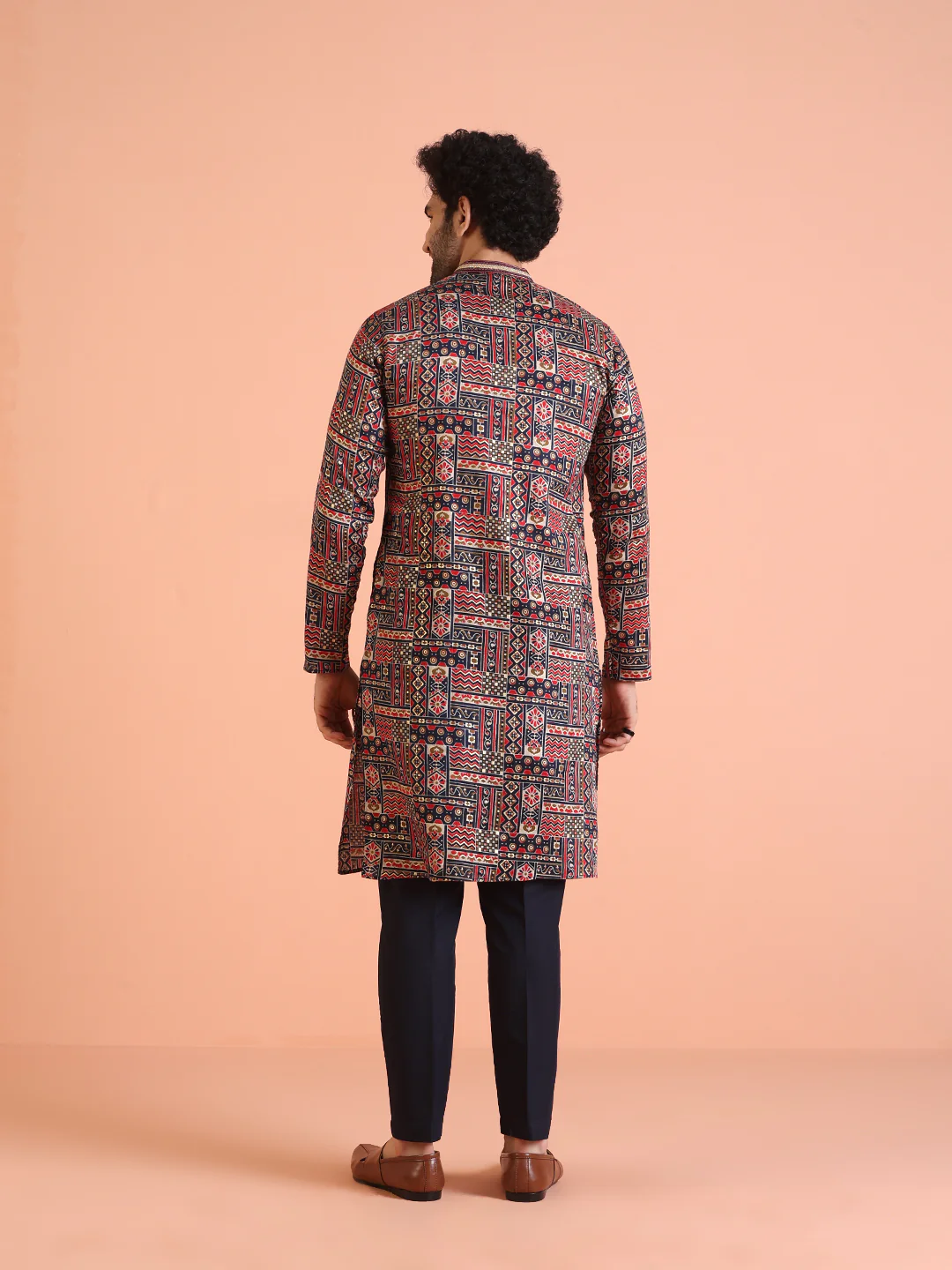 Multicolour Printed Silk Blend Kurta - Image 4