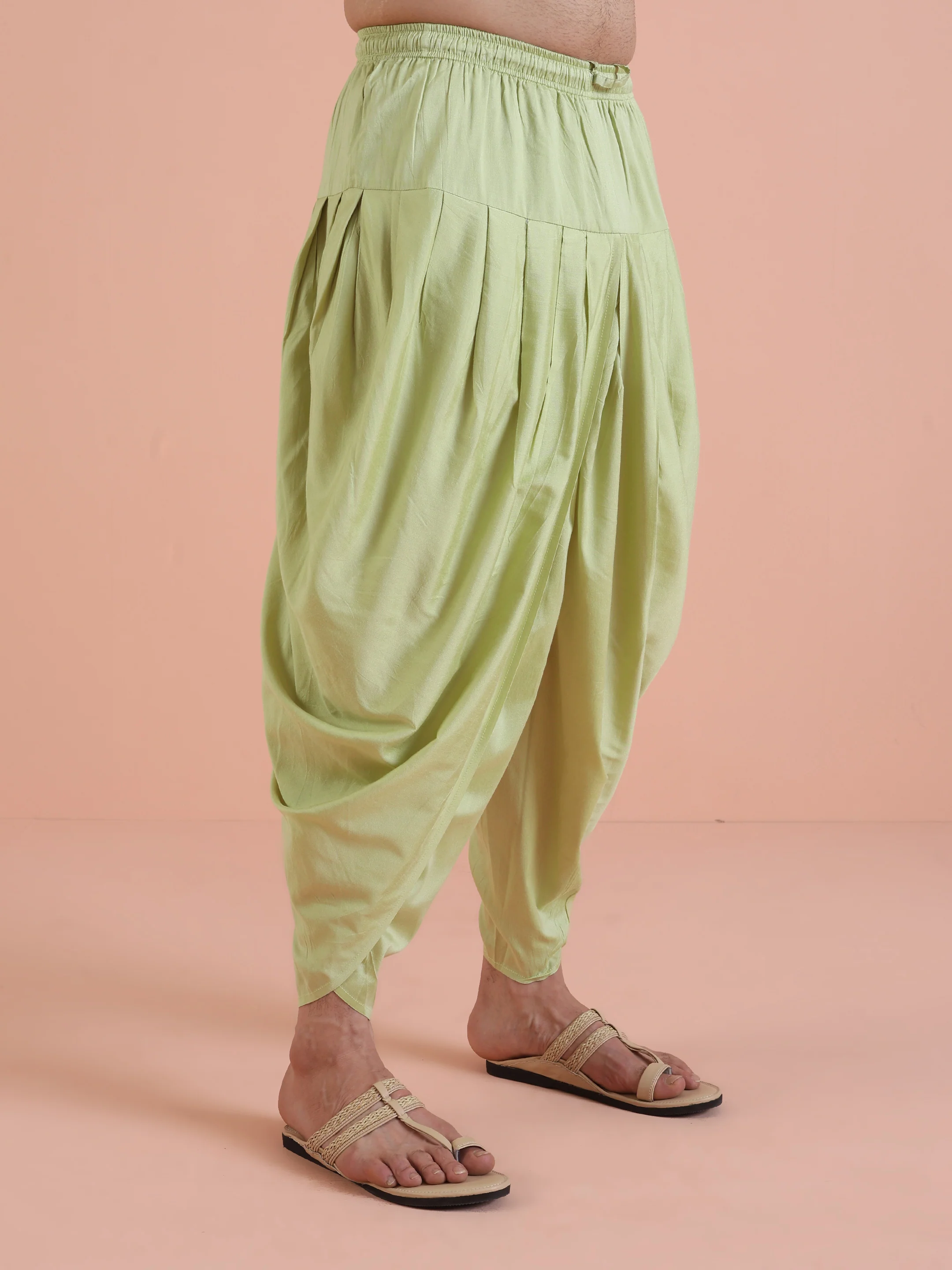 Men Green Embroidered Ethnic Motifs Kurta Dhoti Set - Image 6