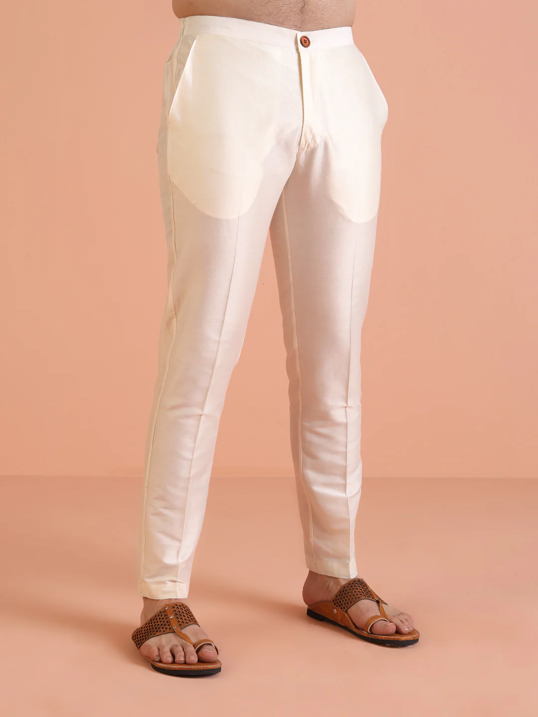 Men Pink Embroidered Chikankari Kurta Trouser Set - Image 6
