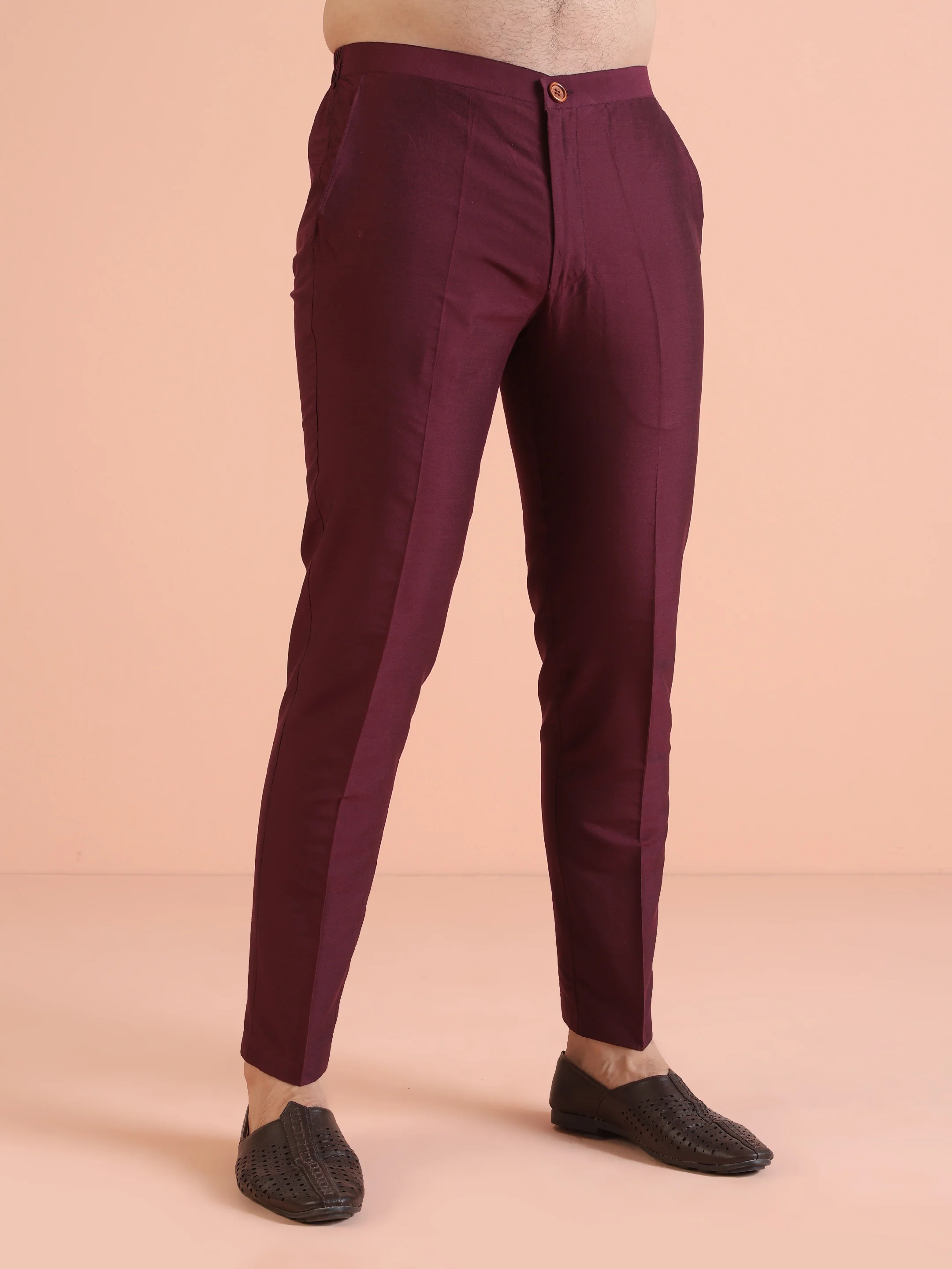 Men Wine Embellished Sequinned Kurta Trouser Set - Image 6