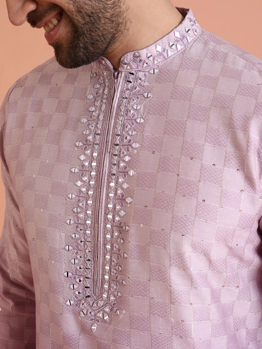 Men Ombre Embellished Mirror Work Kurta - Image 5