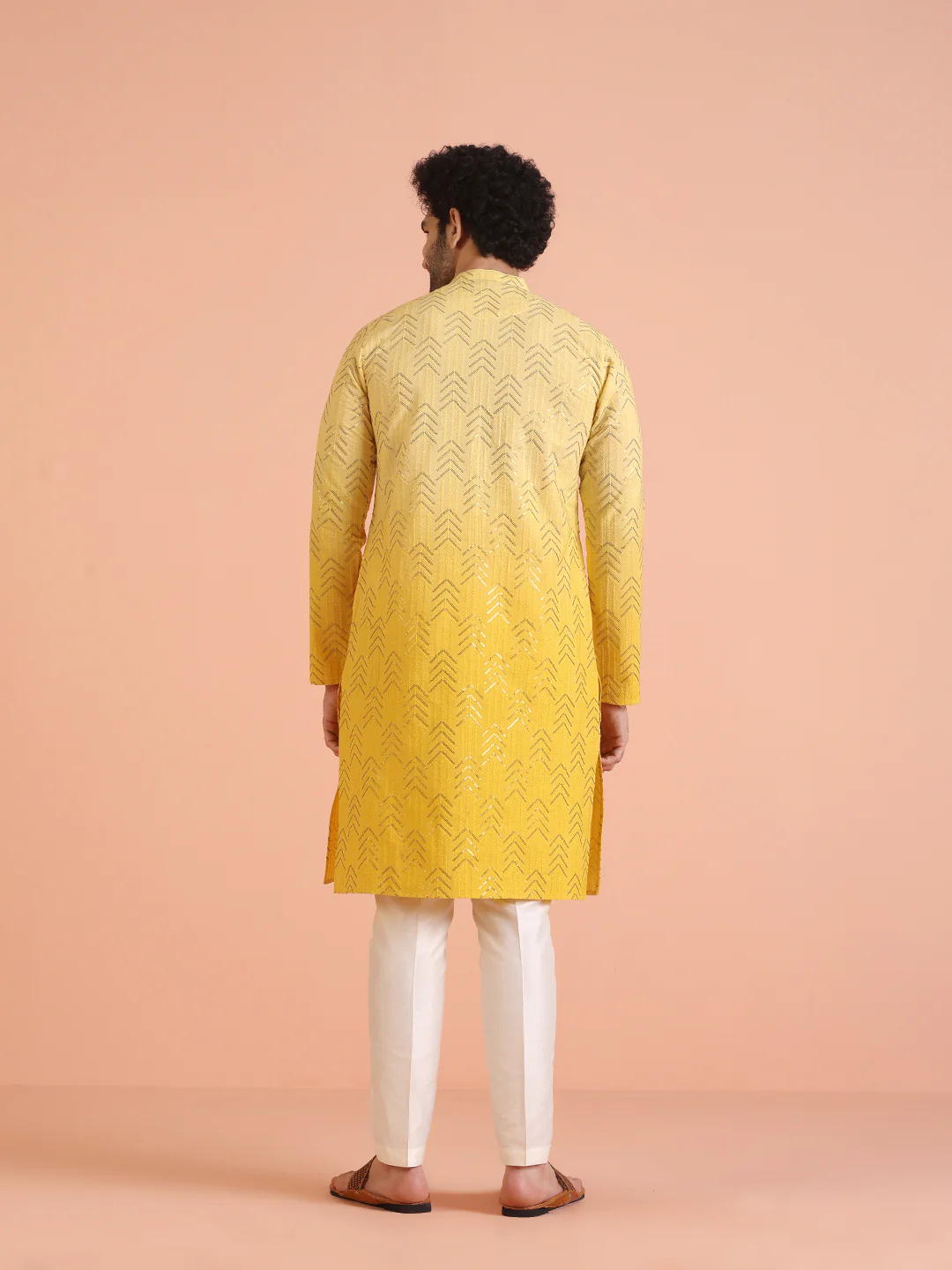 Men Ombre Embellished Sequinned Kurta - Image 4
