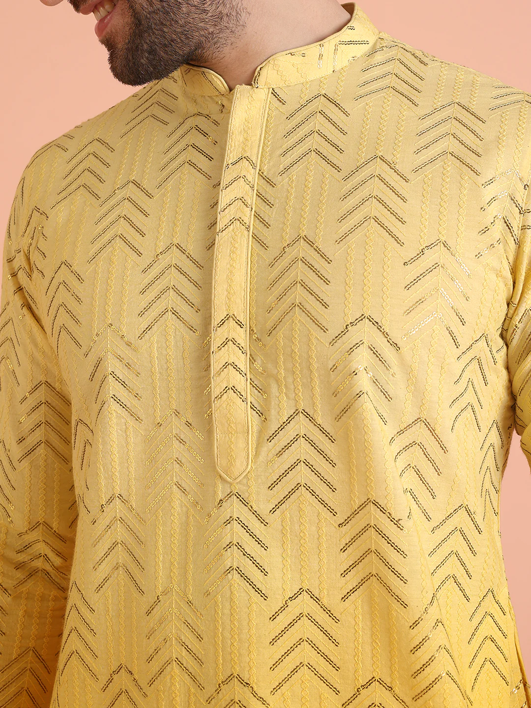 Men Ombre Embellished Sequinned Kurta Trouser Set - Image 5