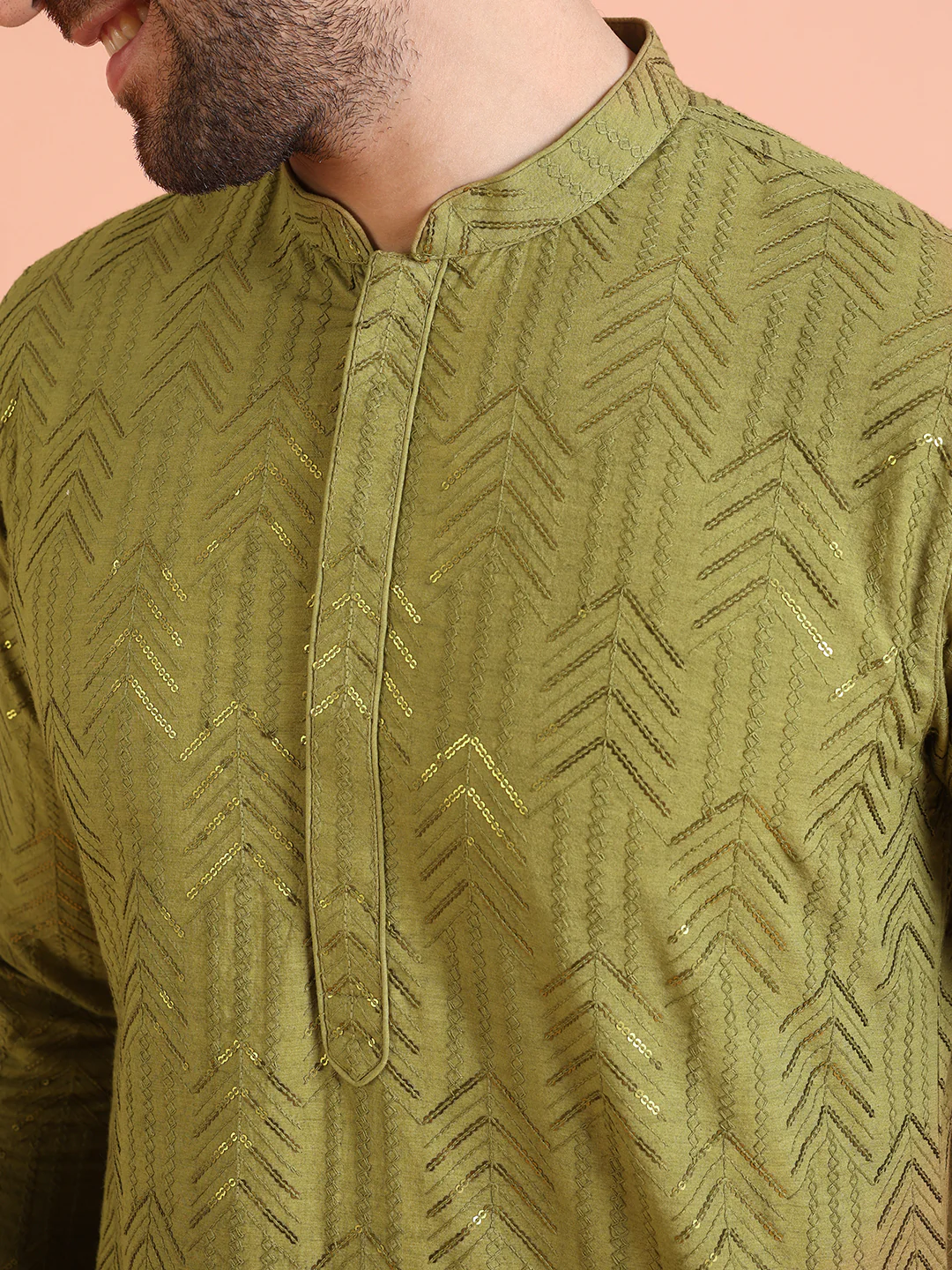 Men Ombre Embellished Sequinned Kurta - Image 5