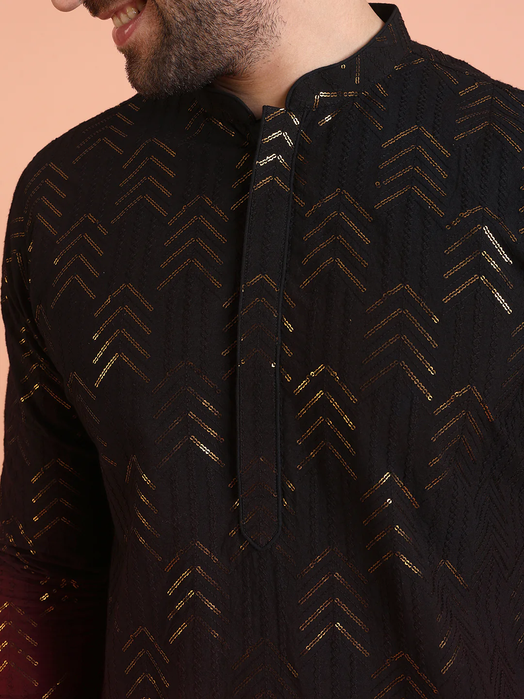 Men Ombre Embellished Sequinned Kurta - Image 5