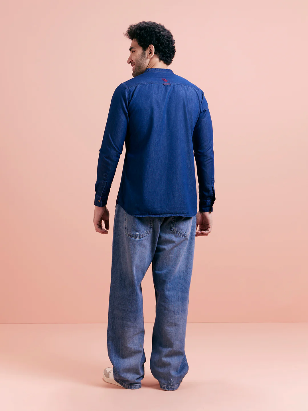 Blue Denim Zipper Short Kurta - Image 4