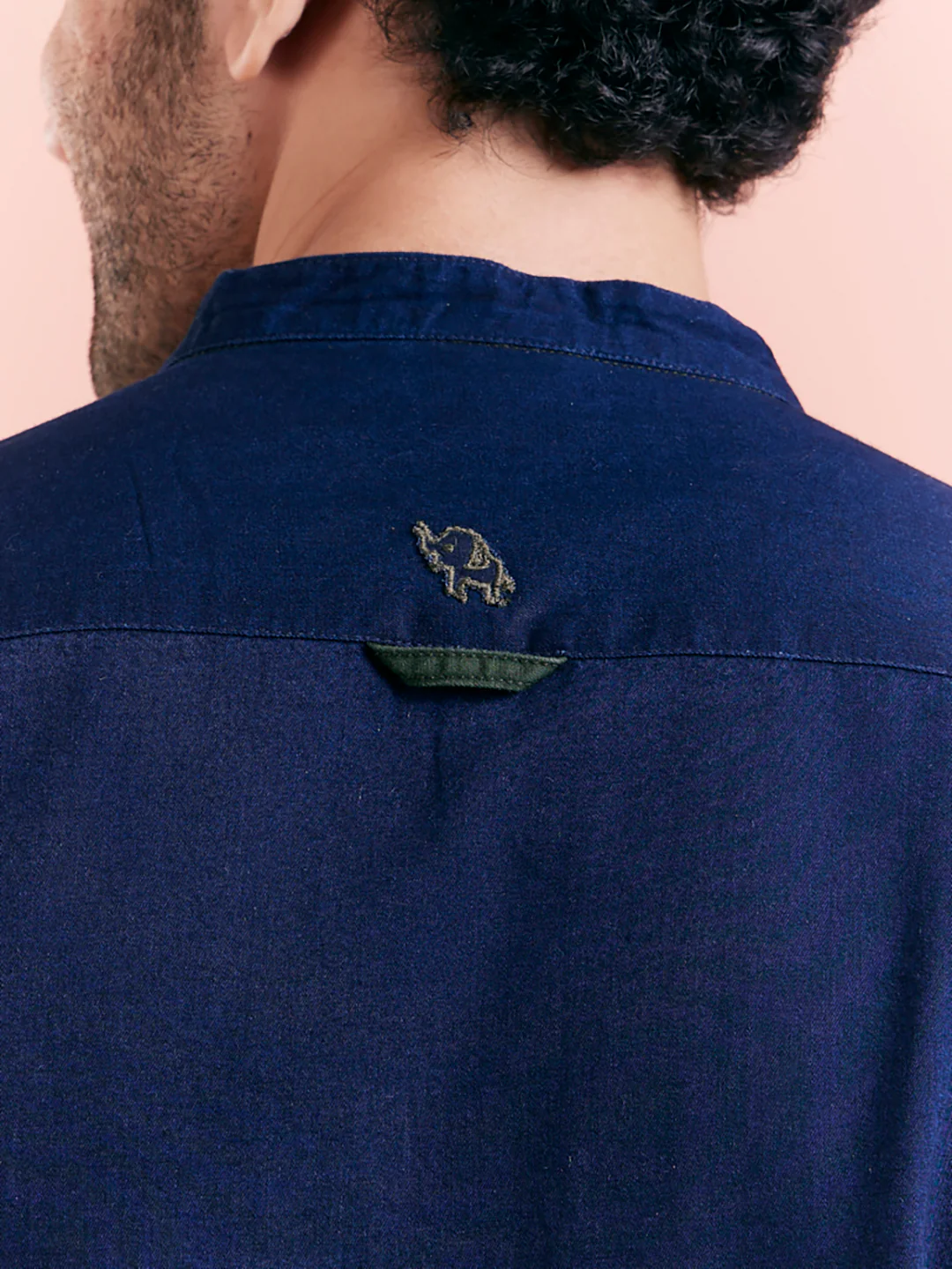 Navy Blue Denim Solid Short Kurta - Image 5