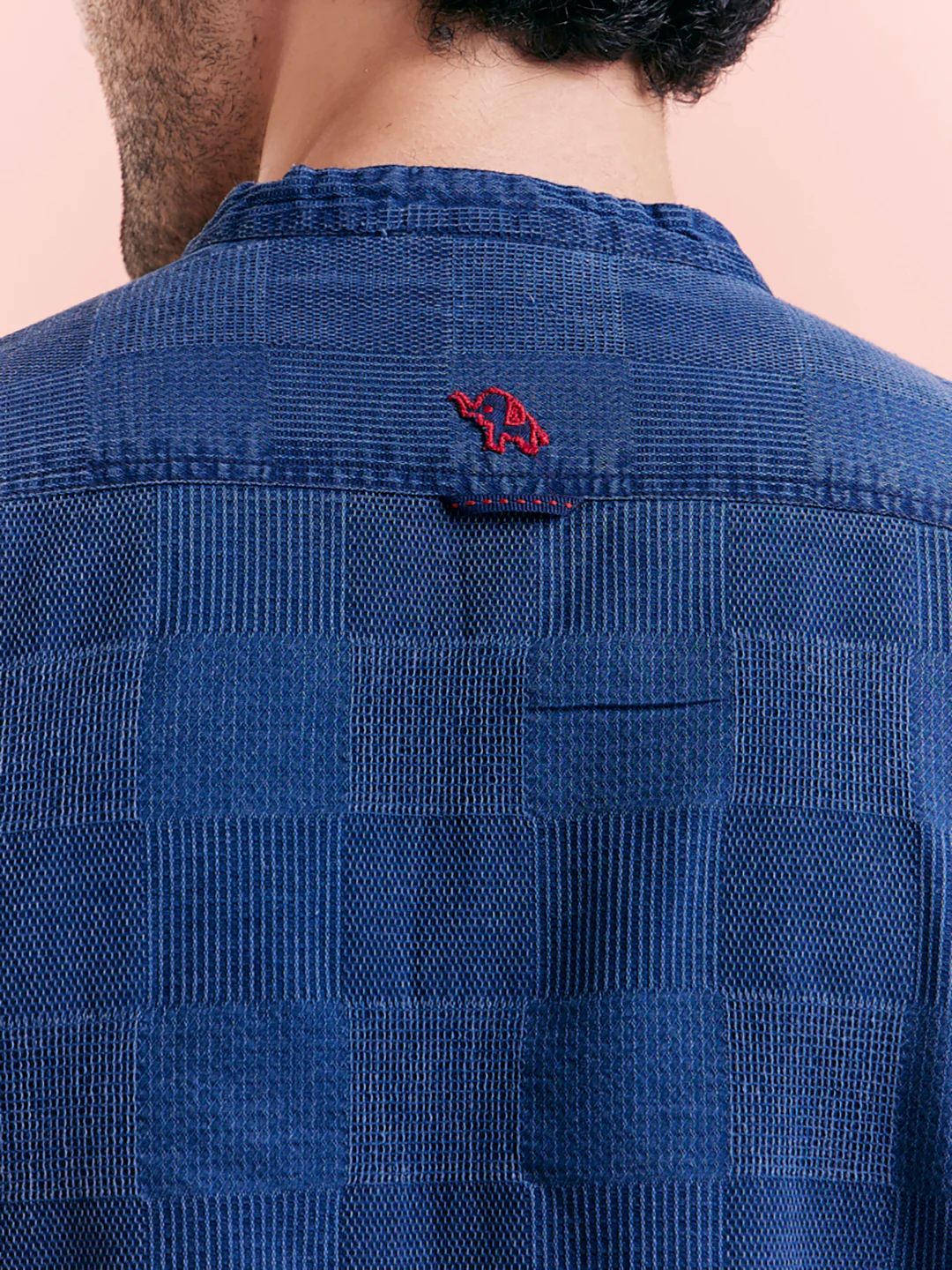 Indigo Blue Textured Denim Short Kurta - Image 6