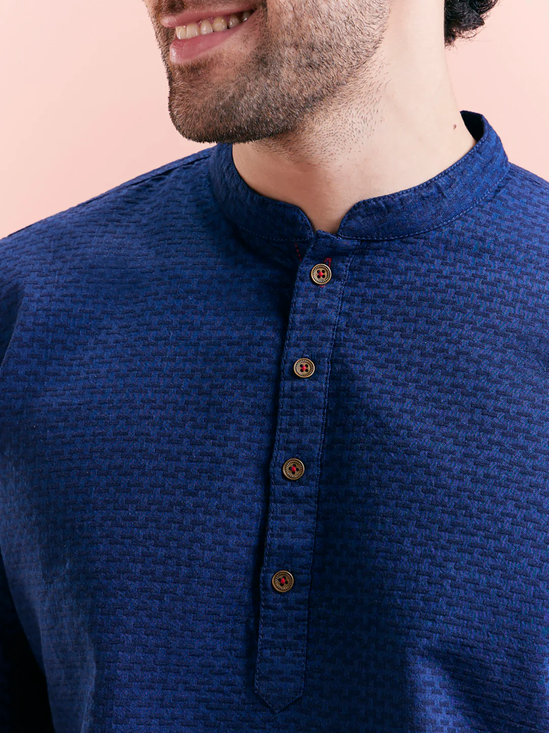 Navy Blue Denim Short Kurta - Image 4
