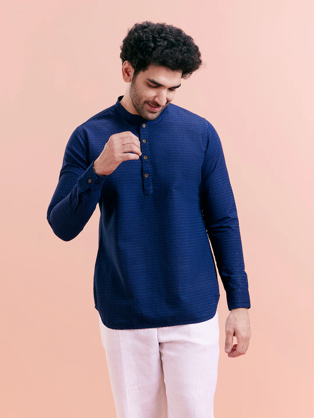 Navy Blue Denim Short Kurta - Image 9