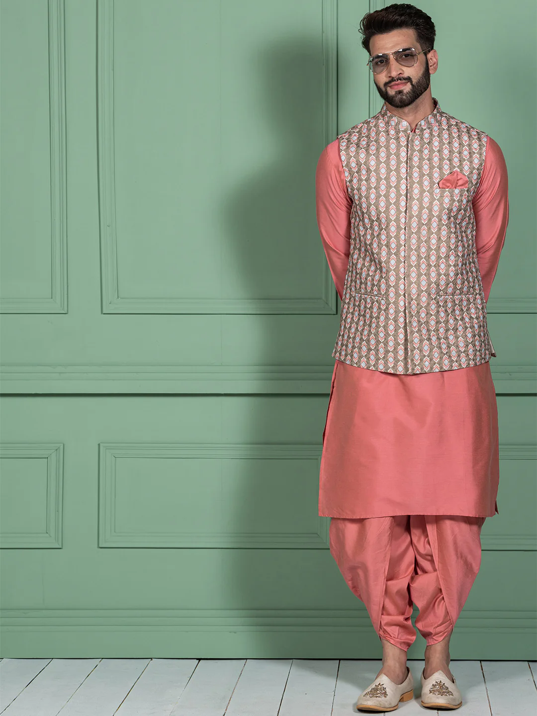 Kisah Men Olive Nehru Jacket (Set of 1) - Image 3
