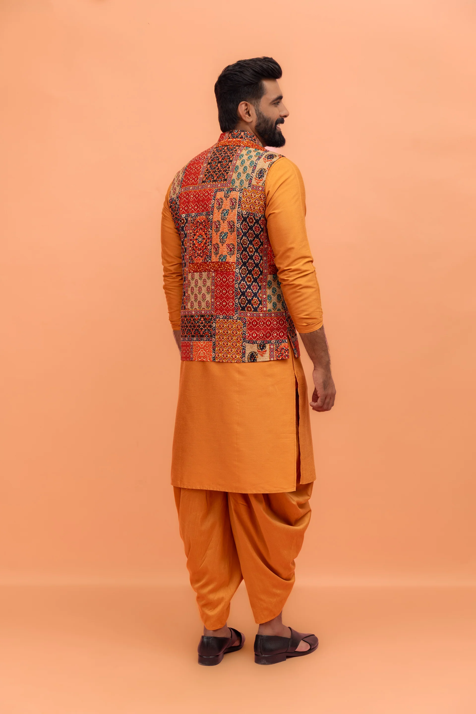 Multicolour Printed Nehru Jacket - Image 5