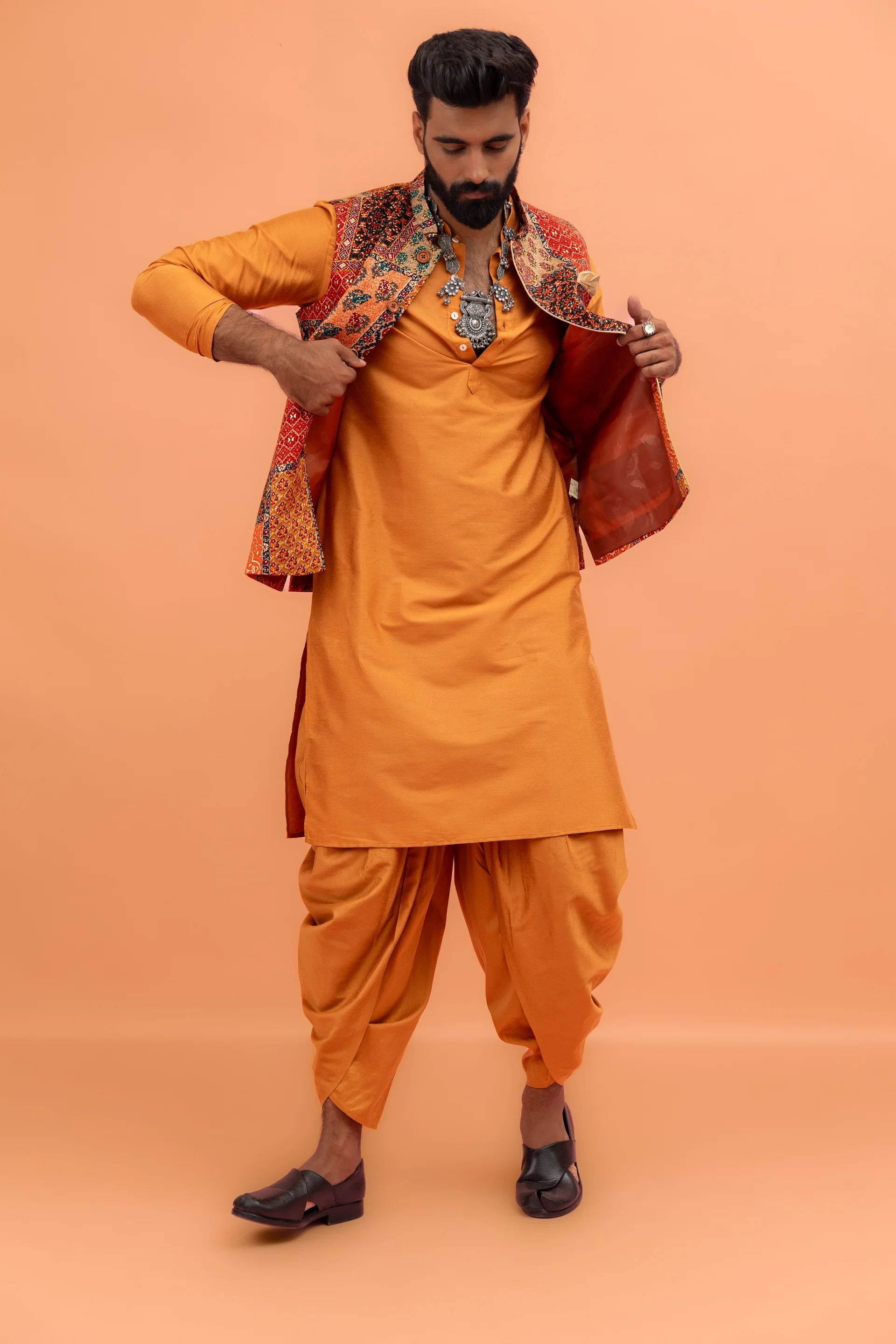 Multicolour Printed Nehru Jacket - Image 7