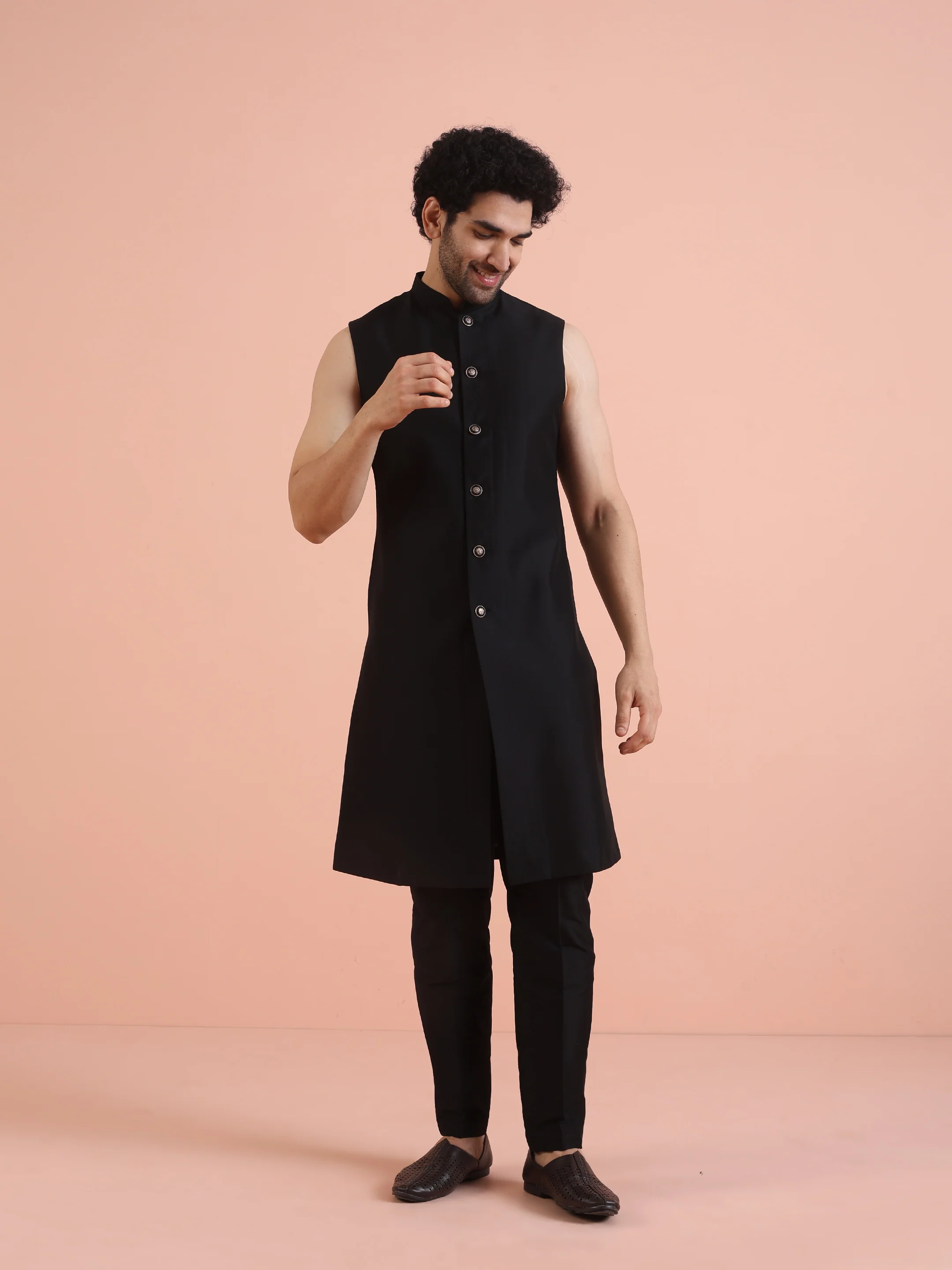 Men Green Jacquard Jacket Indowestern Trouser Set with Ethnic Motifs - Image 5