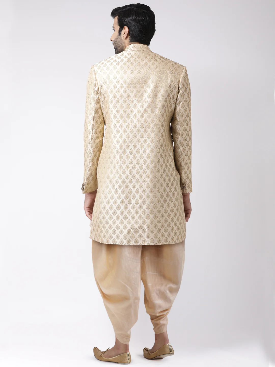 Men's Cream Indowestern Set With Dhoti - Image 4