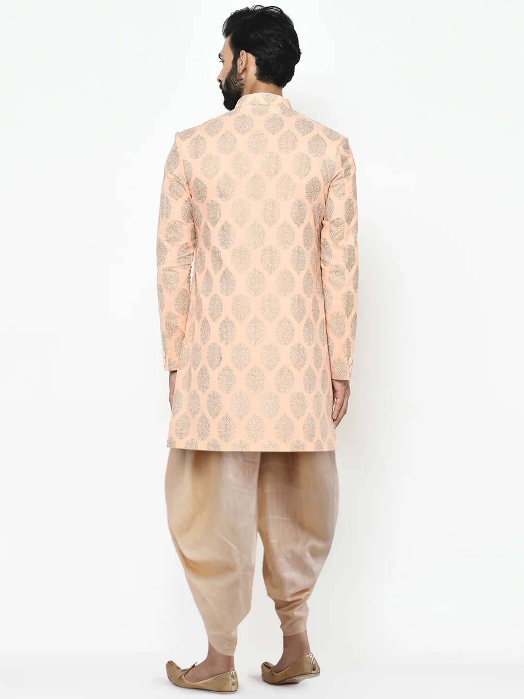 Kisah Men's Pink Indowestern Set With Dhoti - Image 4