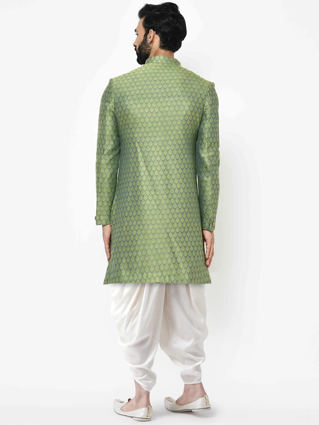 Kisah Men's Green Indowestern Set With Dhoti - Image 4