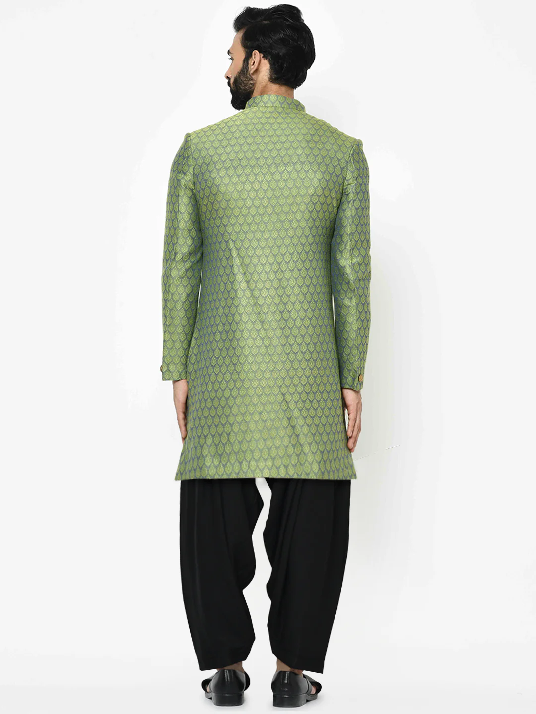 Men's Green Indowestern Set With Patiala - Image 4