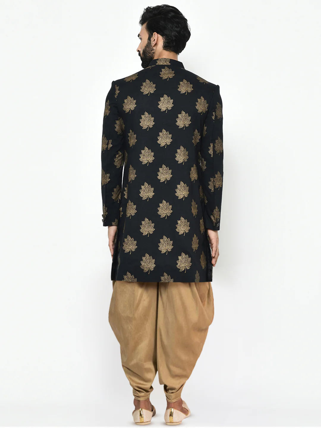 Kisah Men's Black Indowestern Set With Dhoti - Image 4