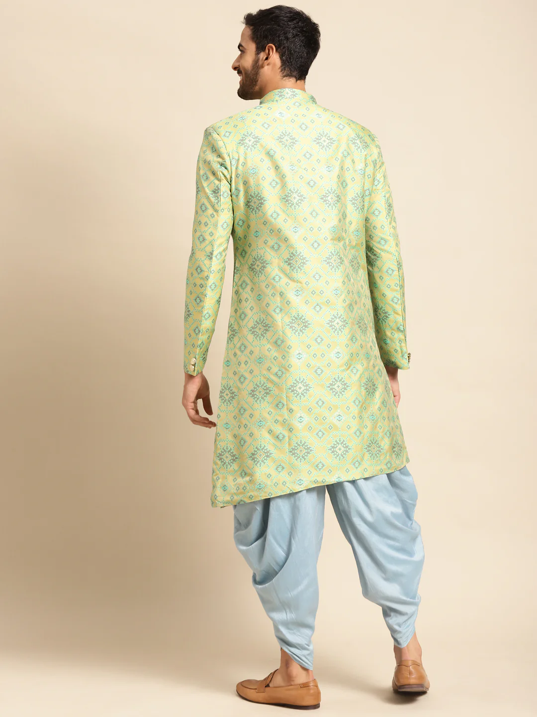 Kisah Men's Yellow Indowestern Set With Dhoti - Image 6