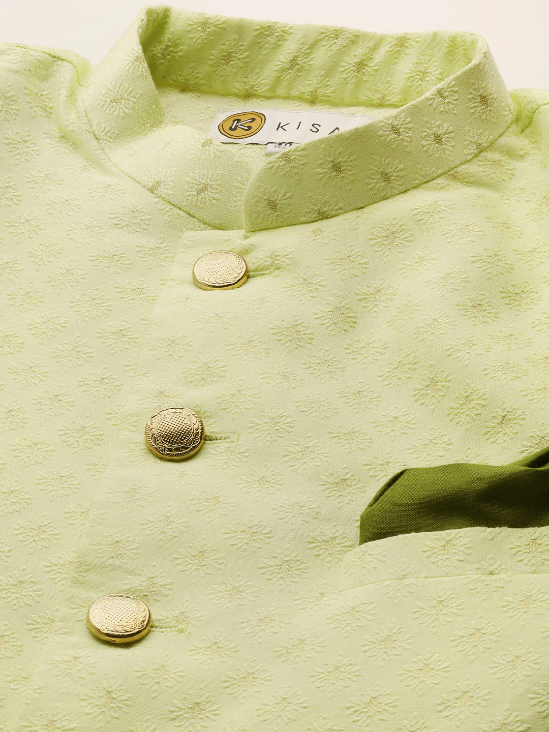 Kisah Men's Lime Indowestern Set With Churidar - Image 4