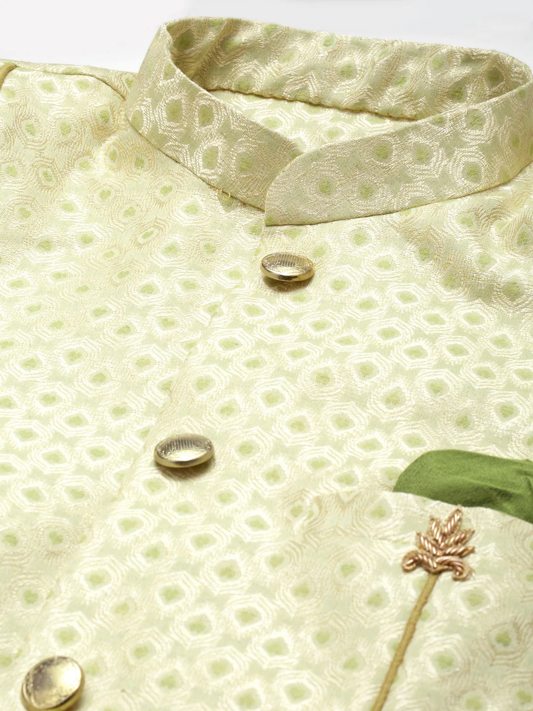 Kisah Men's Gold Indowestern Set With Dhoti - Image 4