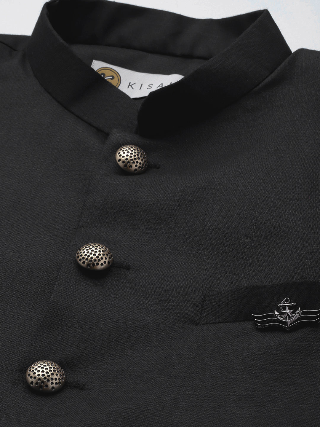 Men Black Solid Indowestern Trouser with Dupatta Set - Image 5