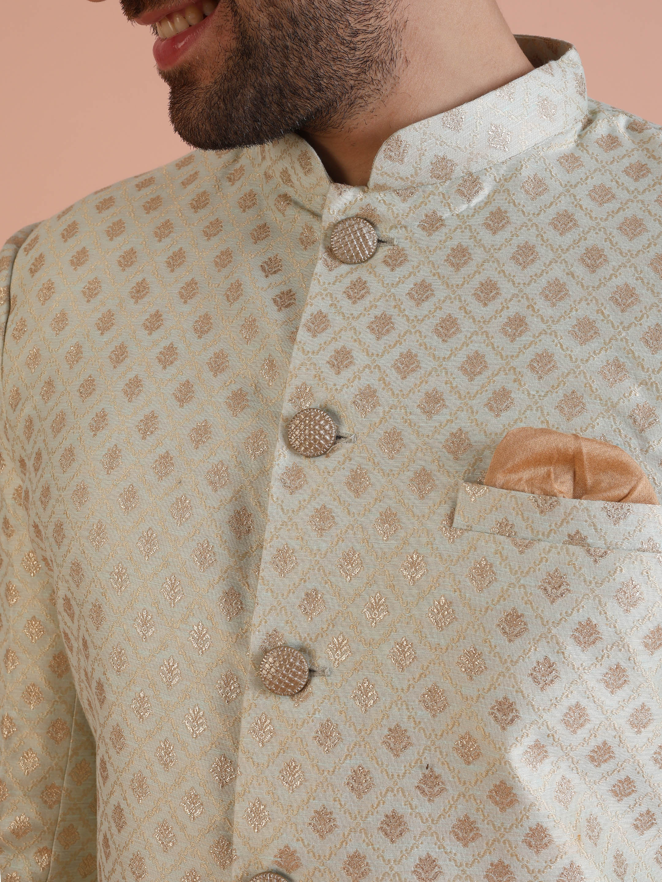 Men's Cream Indowestern Set With Trouser - Image 4