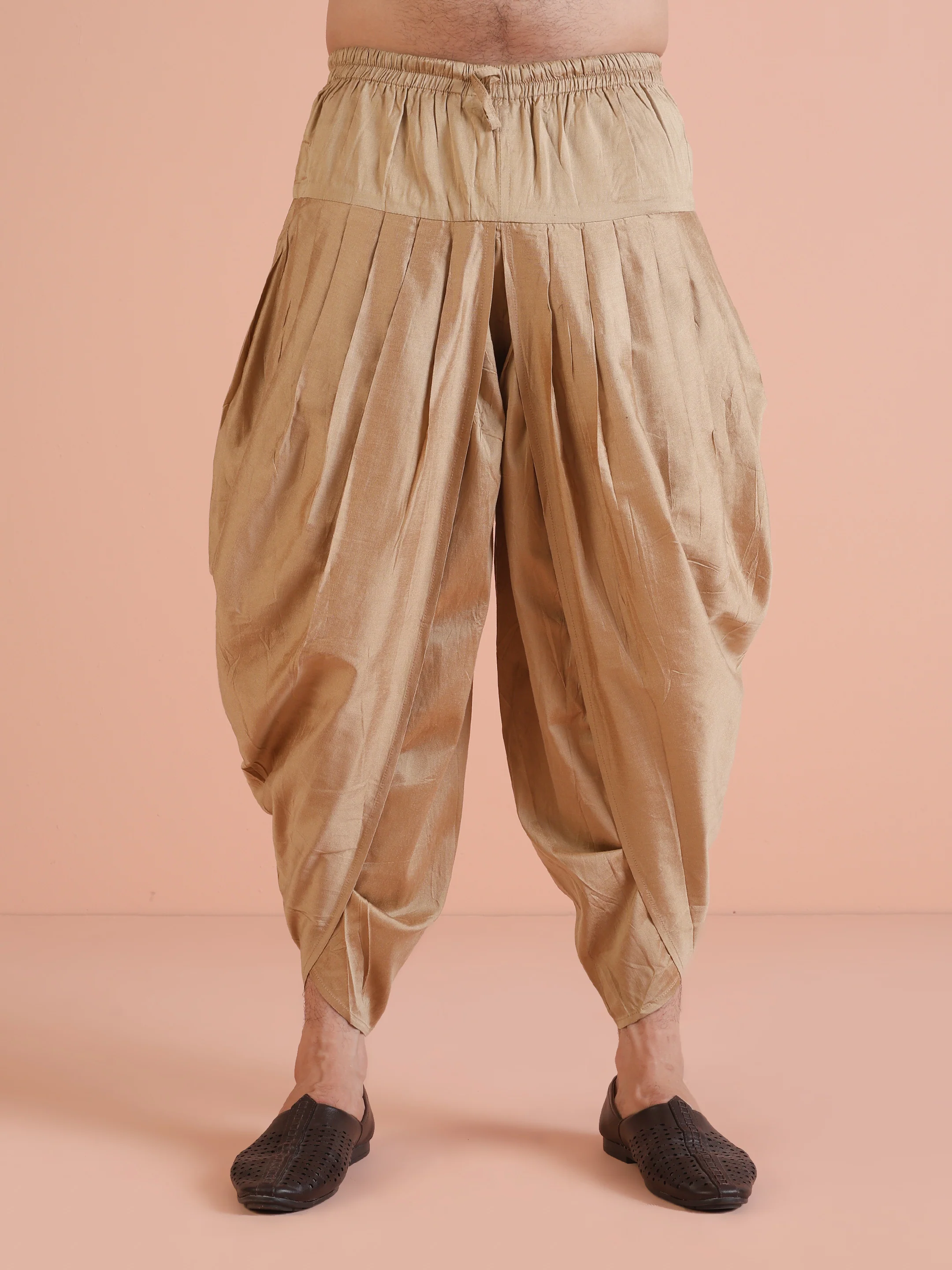 Men Olive Green Textured Indowestern Dhoti Set - Image 6