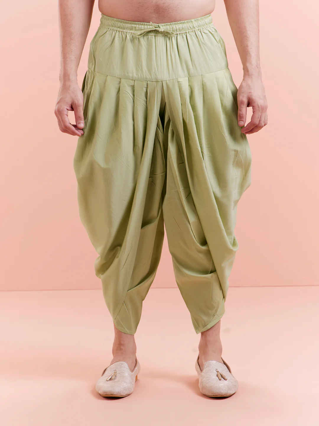 Green Silk Blend Textured Sherwani Dhoti Set - Image 8