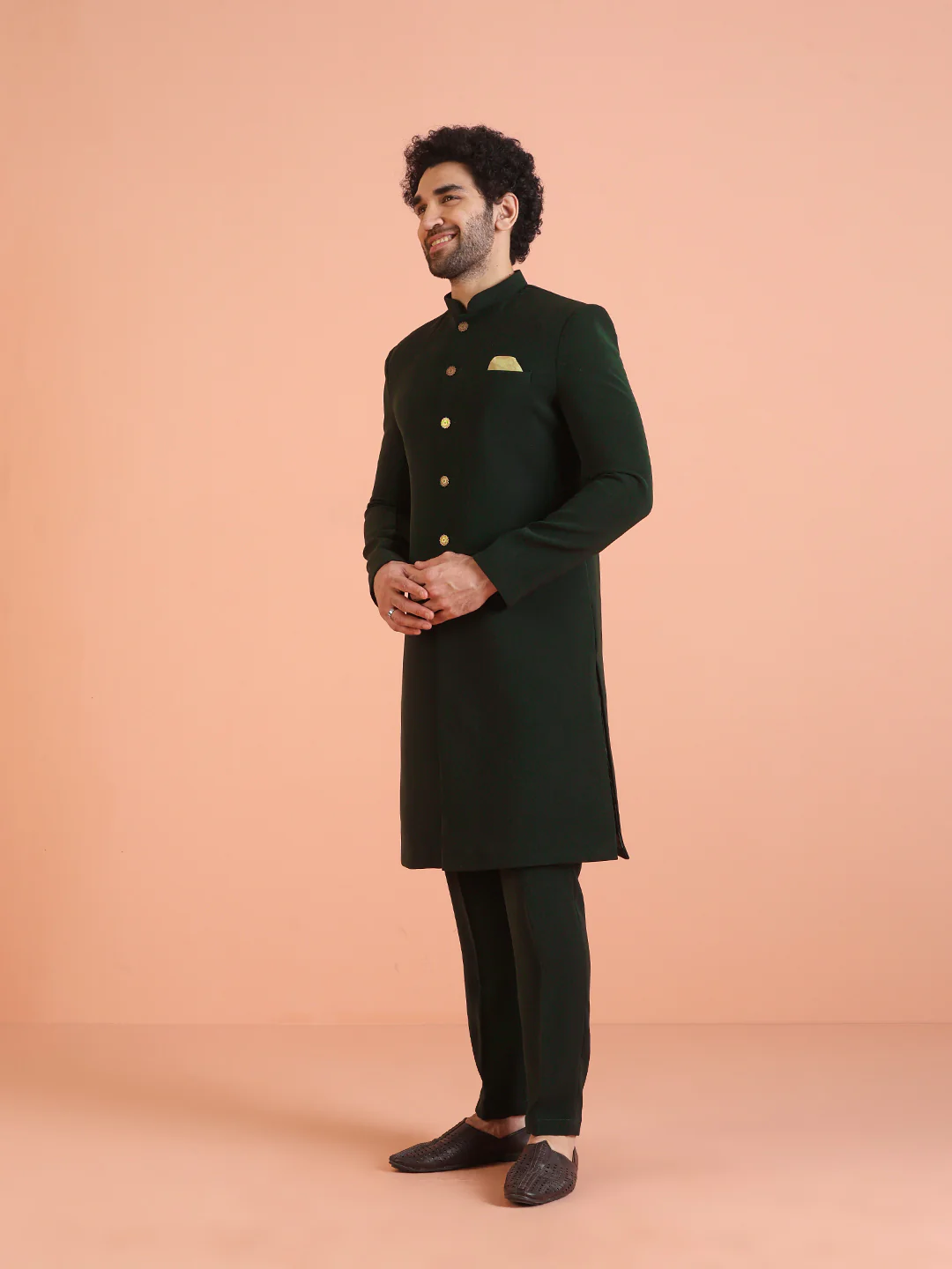 Green Sherwani Trouser Set - Image 3
